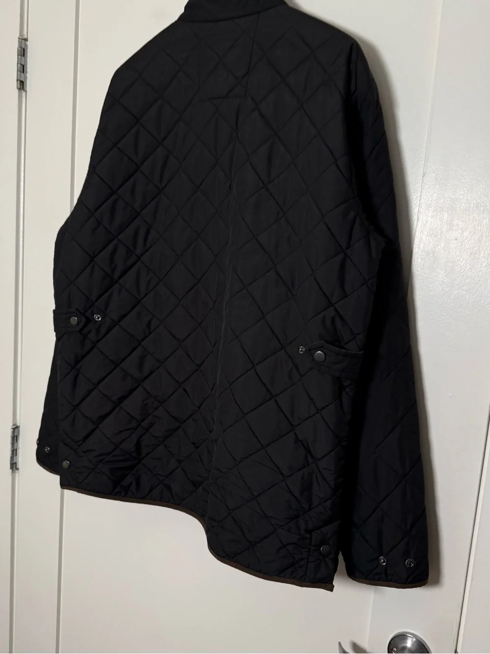 Peter Millar Quilted Jacket Coat Mens Sz XL Black Brown Fleece Lined Full Zip
